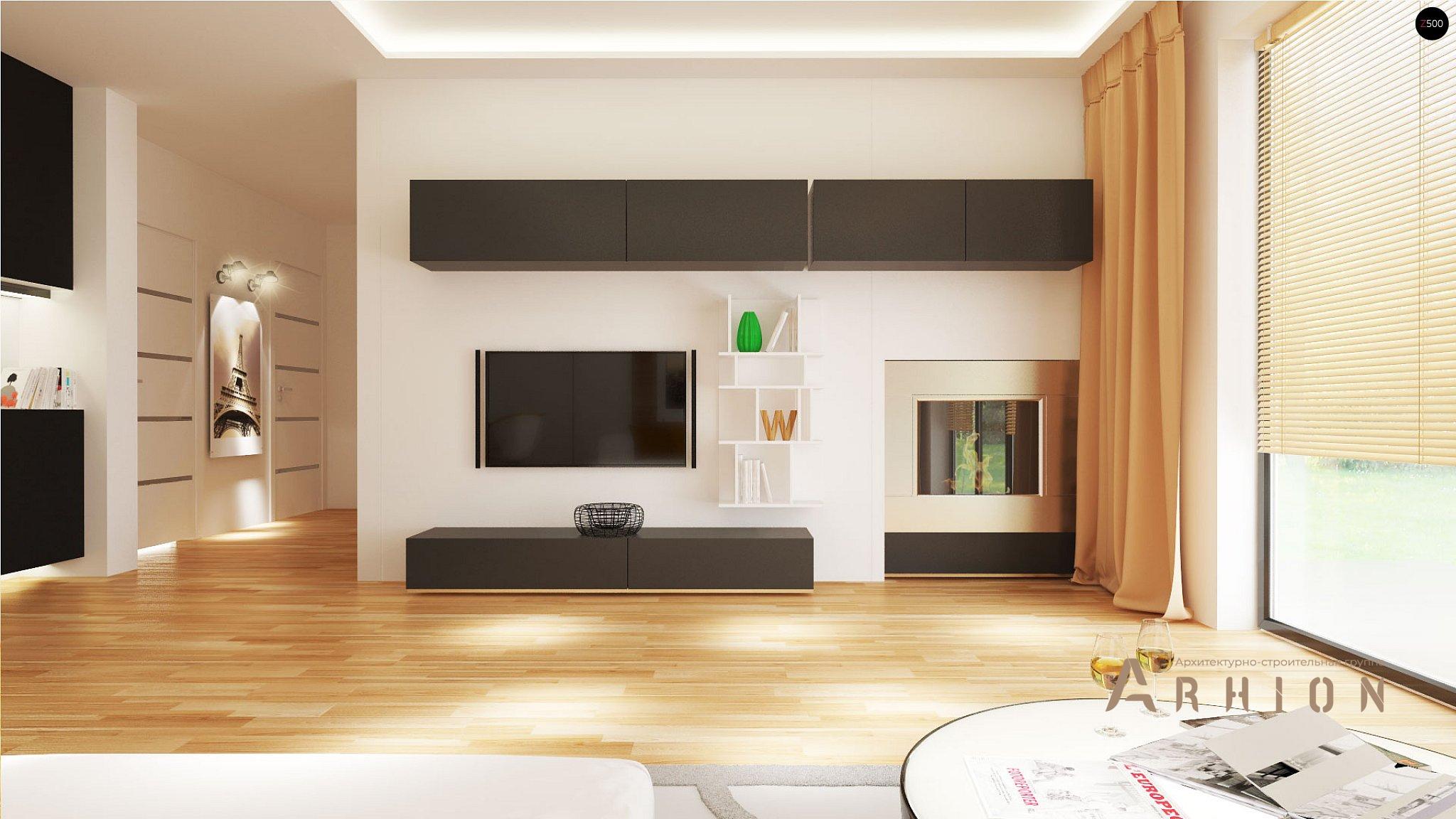 7. Проект одноэтажного дома в современном стиле с двускатной кровлей, Z98 L GP, площадью - 143 кв c терассой, гаражом